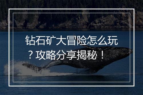 钻石矿大冒险怎么玩？攻略分享揭秘！