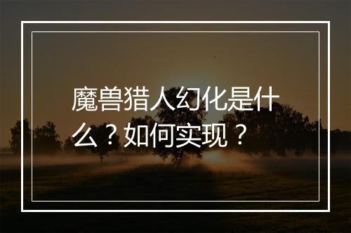 魔兽猎人幻化是什么？如何实现？