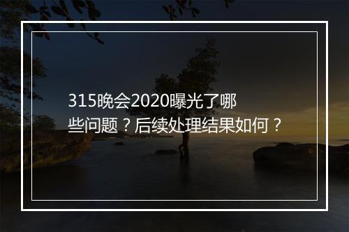 315晚会2020曝光了哪些问题？后续处理结果如何？