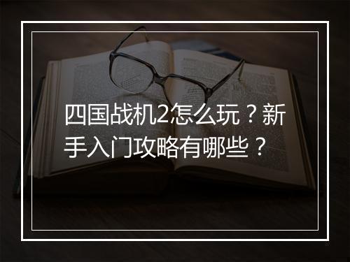 四国战机2怎么玩？新手入门攻略有哪些？