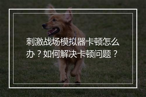 刺激战场模拟器卡顿怎么办？如何解决卡顿问题？