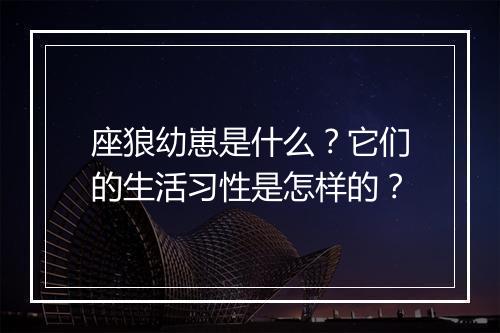 座狼幼崽是什么？它们的生活习性是怎样的？