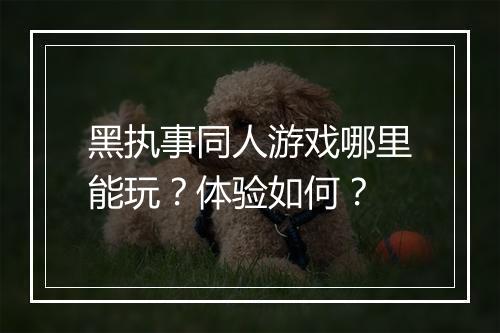 黑执事同人游戏哪里能玩？体验如何？
