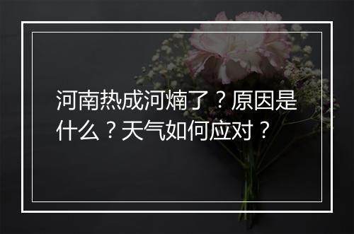 河南热成河煵了？原因是什么？天气如何应对？