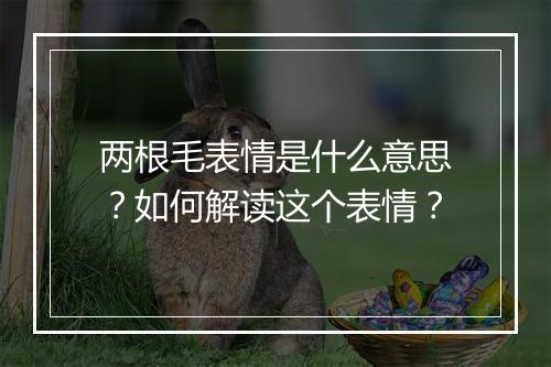 两根毛表情是什么意思？如何解读这个表情？