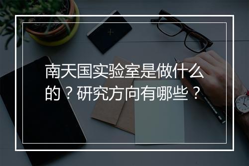 南天国实验室是做什么的？研究方向有哪些？