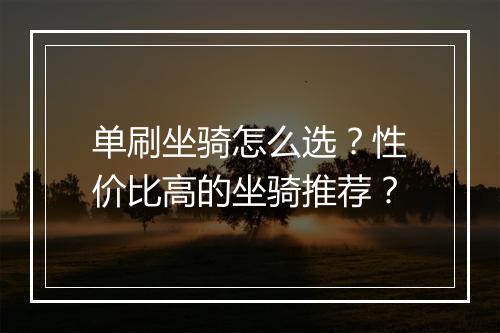 单刷坐骑怎么选？性价比高的坐骑推荐？
