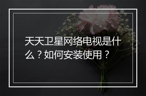 天天卫星网络电视是什么？如何安装使用？
