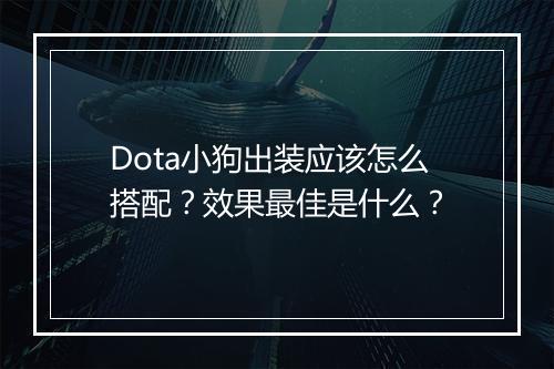 Dota小狗出装应该怎么搭配？效果最佳是什么？