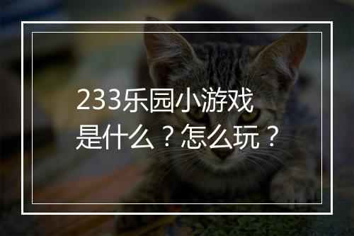 233乐园小游戏是什么？怎么玩？