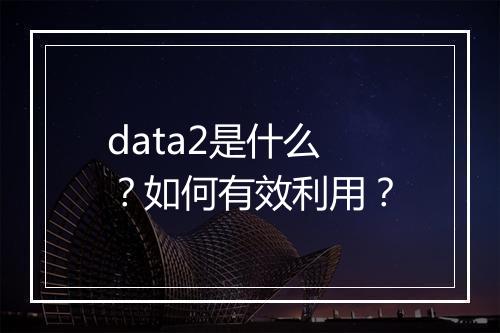 data2是什么？如何有效利用？