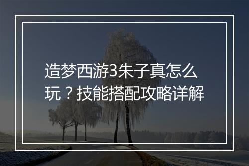 造梦西游3朱子真怎么玩？技能搭配攻略详解