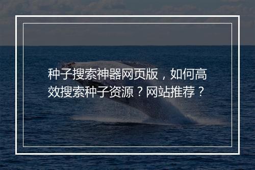 种子搜索神器网页版，如何高效搜索种子资源？网站推荐？