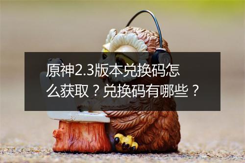 原神2.3版本兑换码怎么获取？兑换码有哪些？