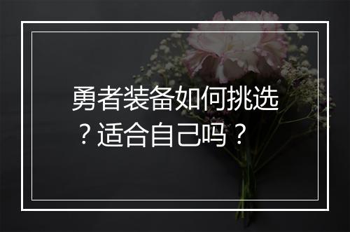 勇者装备如何挑选？适合自己吗？