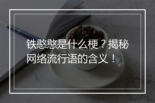 铁憨憨是什么梗？揭秘网络流行语的含义！