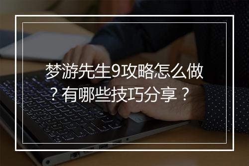 梦游先生9攻略怎么做？有哪些技巧分享？
