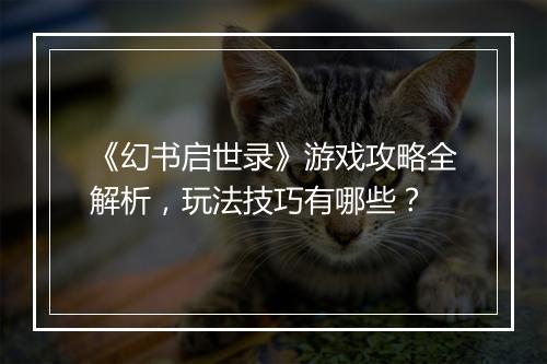 《幻书启世录》游戏攻略全解析，玩法技巧有哪些？