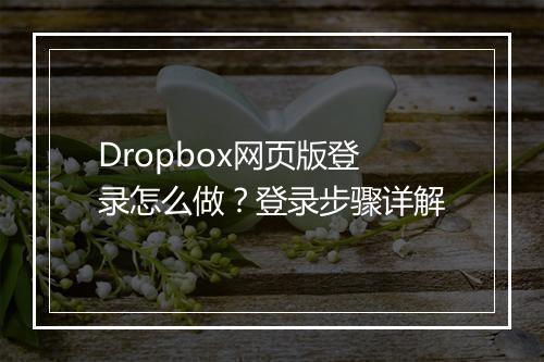 Dropbox网页版登录怎么做？登录步骤详解