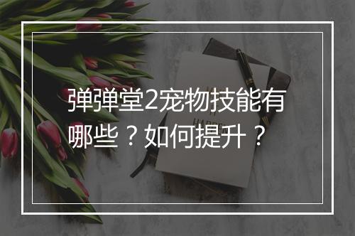 弹弹堂2宠物技能有哪些？如何提升？