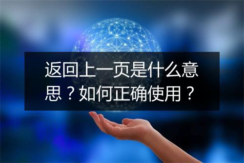 返回上一页是什么意思？如何正确使用？