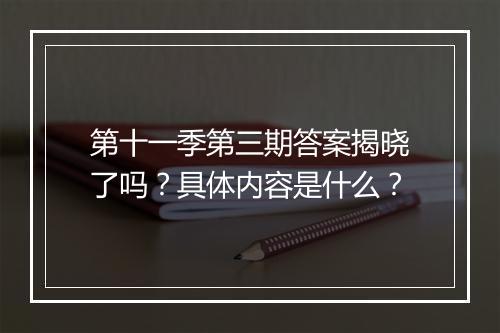 第十一季第三期答案揭晓了吗？具体内容是什么？
