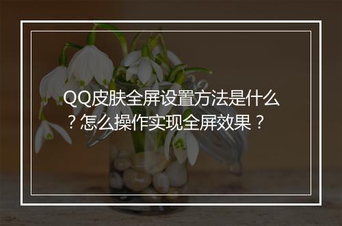 QQ皮肤全屏设置方法是什么？怎么操作实现全屏效果？