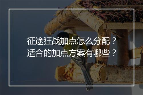 征途狂战加点怎么分配？适合的加点方案有哪些？