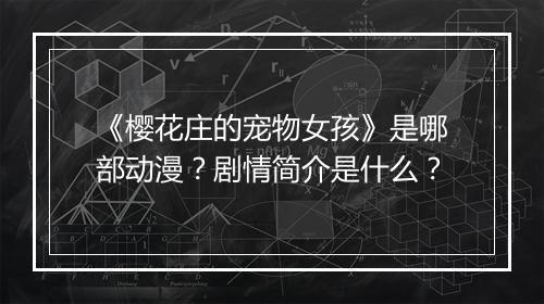 《樱花庄的宠物女孩》是哪部动漫？剧情简介是什么？