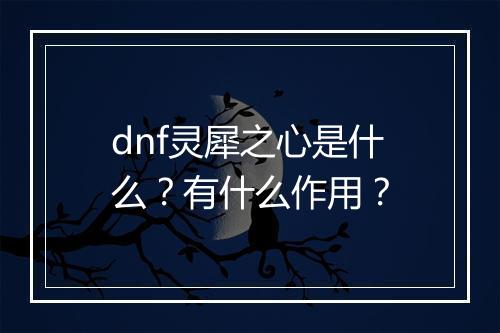 dnf灵犀之心是什么？有什么作用？