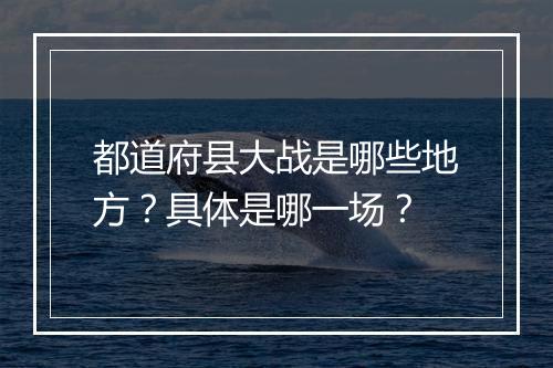 都道府县大战是哪些地方？具体是哪一场？