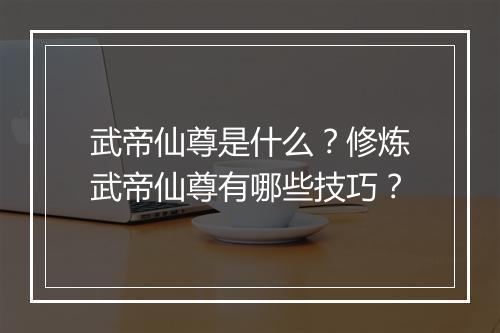 武帝仙尊是什么？修炼武帝仙尊有哪些技巧？