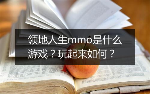 领地人生mmo是什么游戏？玩起来如何？