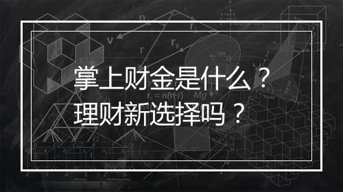 掌上财金是什么？理财新选择吗？