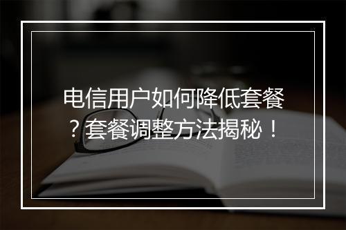 电信用户如何降低套餐？套餐调整方法揭秘！