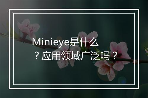 Minieye是什么？应用领域广泛吗？