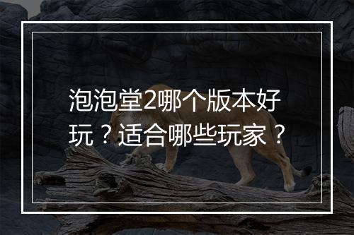 泡泡堂2哪个版本好玩？适合哪些玩家？