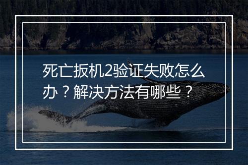 死亡扳机2验证失败怎么办？解决方法有哪些？