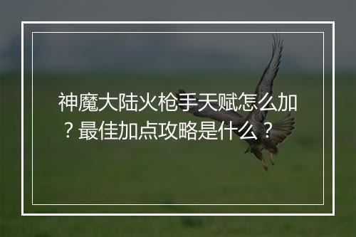 神魔大陆火枪手天赋怎么加？最佳加点攻略是什么？