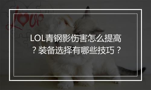 LOL青钢影伤害怎么提高？装备选择有哪些技巧？