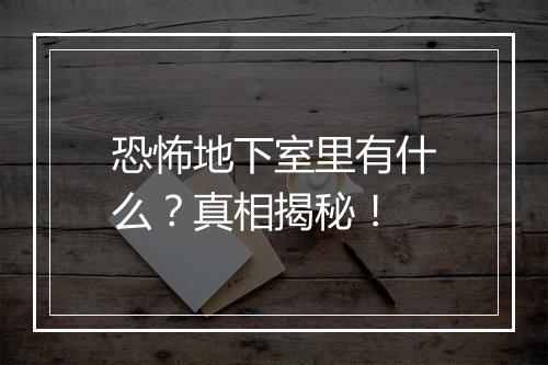 恐怖地下室里有什么？真相揭秘！