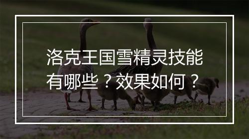 洛克王国雪精灵技能有哪些？效果如何？