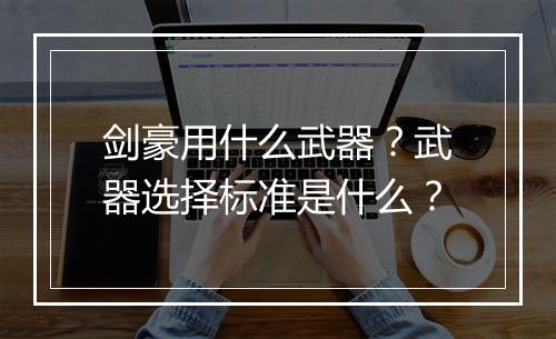 剑豪用什么武器？武器选择标准是什么？