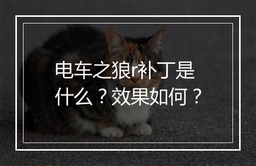 电车之狼r补丁是什么？效果如何？