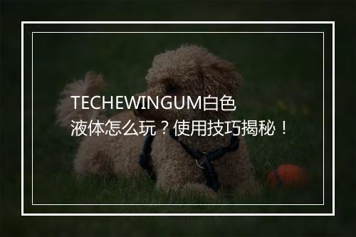 TECHEWINGUM白色液体怎么玩？使用技巧揭秘！