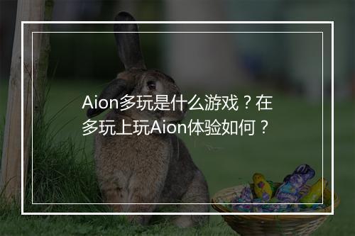 Aion多玩是什么游戏？在多玩上玩Aion体验如何？