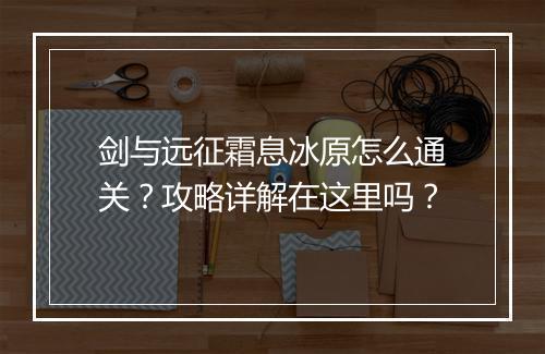 剑与远征霜息冰原怎么通关？攻略详解在这里吗？