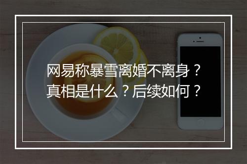 网易称暴雪离婚不离身？真相是什么？后续如何？