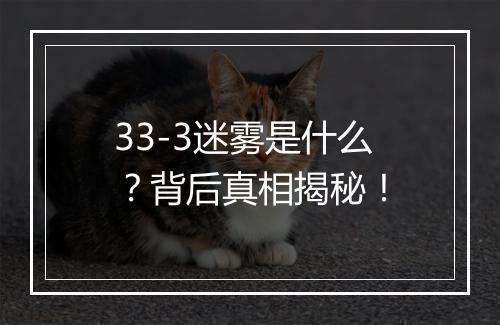 33-3迷雾是什么？背后真相揭秘！