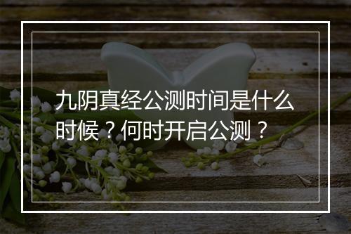 九阴真经公测时间是什么时候？何时开启公测？